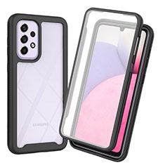 Coque Rebord Contour Silicone et Vitre Transparente Housse Etui 360 Degres ZJ3 pour Samsung Galaxy A53 5G Noir