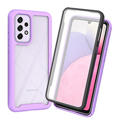 Coque Rebord Contour Silicone et Vitre Transparente Housse Etui 360 Degres ZJ3 pour Samsung Galaxy A53 5G Violet Clair