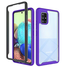 Coque Rebord Contour Silicone et Vitre Transparente Housse Etui 360 Degres ZJ3 pour Samsung Galaxy A71 4G A715 Violet Clair