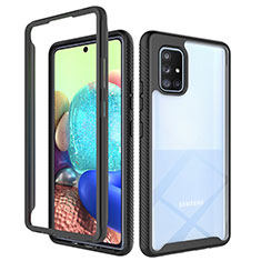 Coque Rebord Contour Silicone et Vitre Transparente Housse Etui 360 Degres ZJ3 pour Samsung Galaxy A71 5G Noir