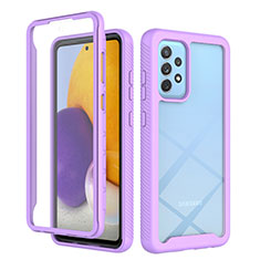 Coque Rebord Contour Silicone et Vitre Transparente Housse Etui 360 Degres ZJ3 pour Samsung Galaxy A72 5G Violet Clair