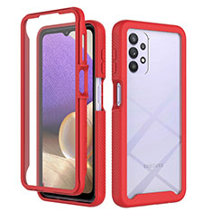 Coque Rebord Contour Silicone et Vitre Transparente Housse Etui 360 Degres ZJ3 pour Samsung Galaxy M32 5G Rouge