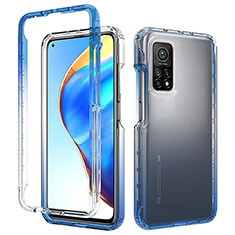 Coque Rebord Contour Silicone et Vitre Transparente Housse Etui 360 Degres ZJ3 pour Xiaomi Mi 10T Pro 5G Bleu