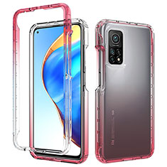 Coque Rebord Contour Silicone et Vitre Transparente Housse Etui 360 Degres ZJ3 pour Xiaomi Mi 10T Pro 5G Rouge