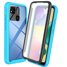 Coque Rebord Contour Silicone et Vitre Transparente Housse Etui 360 Degres ZJ3 pour Xiaomi POCO C3 Bleu Ciel