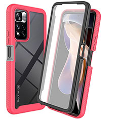 Coque Rebord Contour Silicone et Vitre Transparente Housse Etui 360 Degres ZJ3 pour Xiaomi Poco X4 NFC Rose Rouge