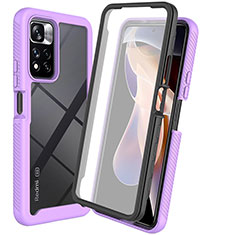 Coque Rebord Contour Silicone et Vitre Transparente Housse Etui 360 Degres ZJ3 pour Xiaomi Poco X4 NFC Violet Clair