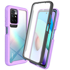 Coque Rebord Contour Silicone et Vitre Transparente Housse Etui 360 Degres ZJ3 pour Xiaomi Redmi 10 (2022) Violet Clair