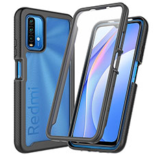 Coque Rebord Contour Silicone et Vitre Transparente Housse Etui 360 Degres ZJ3 pour Xiaomi Redmi 9 Power Noir