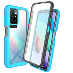 Coque Rebord Contour Silicone et Vitre Transparente Housse Etui 360 Degres ZJ3 pour Xiaomi Redmi Note 11 4G (2021) Bleu Ciel