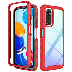 Coque Rebord Contour Silicone et Vitre Transparente Housse Etui 360 Degres ZJ3 pour Xiaomi Redmi Note 11 4G (2022) Rouge