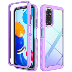 Coque Rebord Contour Silicone et Vitre Transparente Housse Etui 360 Degres ZJ3 pour Xiaomi Redmi Note 11 4G (2022) Violet Clair