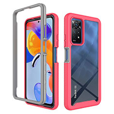 Coque Rebord Contour Silicone et Vitre Transparente Housse Etui 360 Degres ZJ3 pour Xiaomi Redmi Note 11 Pro 4G Rose Rouge