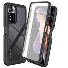 Coque Rebord Contour Silicone et Vitre Transparente Housse Etui 360 Degres ZJ3 pour Xiaomi Redmi Note 11 Pro+ Plus 5G Noir