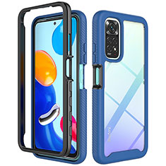 Coque Rebord Contour Silicone et Vitre Transparente Housse Etui 360 Degres ZJ3 pour Xiaomi Redmi Note 11S 4G Bleu