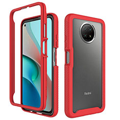 Coque Rebord Contour Silicone et Vitre Transparente Housse Etui 360 Degres ZJ3 pour Xiaomi Redmi Note 9 5G Rouge