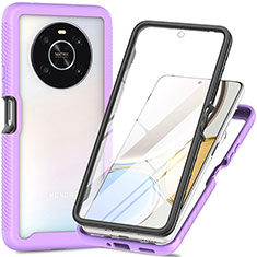 Coque Rebord Contour Silicone et Vitre Transparente Housse Etui 360 Degres ZJ4 pour Huawei Honor Magic4 Lite 4G Violet Clair