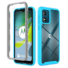 Coque Rebord Contour Silicone et Vitre Transparente Housse Etui 360 Degres ZJ4 pour Motorola Moto E13 Bleu Ciel