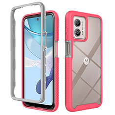 Coque Rebord Contour Silicone et Vitre Transparente Housse Etui 360 Degres ZJ4 pour Motorola Moto G53y 5G Rose Rouge