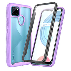 Coque Rebord Contour Silicone et Vitre Transparente Housse Etui 360 Degres ZJ4 pour Realme C21Y Violet Clair