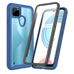 Coque Rebord Contour Silicone et Vitre Transparente Housse Etui 360 Degres ZJ4 pour Realme C25Y India Bleu