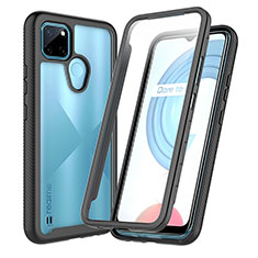 Coque Rebord Contour Silicone et Vitre Transparente Housse Etui 360 Degres ZJ4 pour Realme C25Y India Noir