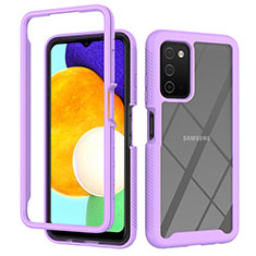 Coque Rebord Contour Silicone et Vitre Transparente Housse Etui 360 Degres ZJ4 pour Samsung Galaxy A02s Violet Clair