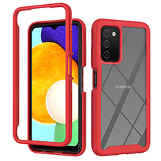 Coque Rebord Contour Silicone et Vitre Transparente Housse Etui 360 Degres ZJ4 pour Samsung Galaxy A03s Rouge