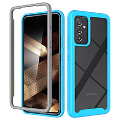 Coque Rebord Contour Silicone et Vitre Transparente Housse Etui 360 Degres ZJ4 pour Samsung Galaxy A15 LTE Bleu Ciel