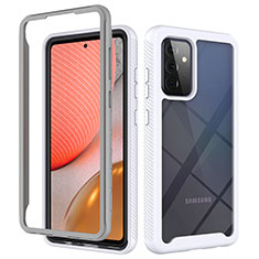 Coque Rebord Contour Silicone et Vitre Transparente Housse Etui 360 Degres ZJ4 pour Samsung Galaxy A72 5G Blanc