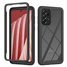 Coque Rebord Contour Silicone et Vitre Transparente Housse Etui 360 Degres ZJ4 pour Samsung Galaxy A73 5G Noir