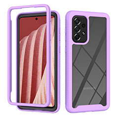 Coque Rebord Contour Silicone et Vitre Transparente Housse Etui 360 Degres ZJ4 pour Samsung Galaxy A73 5G Violet Clair