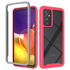 Coque Rebord Contour Silicone et Vitre Transparente Housse Etui 360 Degres ZJ4 pour Samsung Galaxy Quantum4 5G Rose Rouge