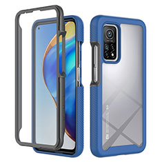 Coque Rebord Contour Silicone et Vitre Transparente Housse Etui 360 Degres ZJ4 pour Xiaomi Mi 10T 5G Bleu