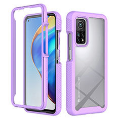 Coque Rebord Contour Silicone et Vitre Transparente Housse Etui 360 Degres ZJ4 pour Xiaomi Mi 10T 5G Violet Clair