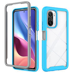 Coque Rebord Contour Silicone et Vitre Transparente Housse Etui 360 Degres ZJ4 pour Xiaomi Mi 11i 5G Bleu Ciel