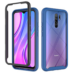 Coque Rebord Contour Silicone et Vitre Transparente Housse Etui 360 Degres ZJ4 pour Xiaomi Poco M2 Bleu