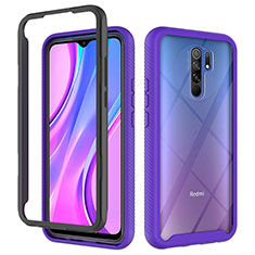 Coque Rebord Contour Silicone et Vitre Transparente Housse Etui 360 Degres ZJ4 pour Xiaomi Poco M2 Violet