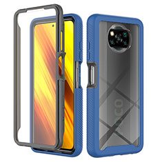 Coque Rebord Contour Silicone et Vitre Transparente Housse Etui 360 Degres ZJ4 pour Xiaomi Poco X3 NFC Bleu