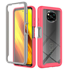 Coque Rebord Contour Silicone et Vitre Transparente Housse Etui 360 Degres ZJ4 pour Xiaomi Poco X3 NFC Rose Rouge