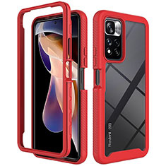 Coque Rebord Contour Silicone et Vitre Transparente Housse Etui 360 Degres ZJ4 pour Xiaomi Poco X4 NFC Rouge