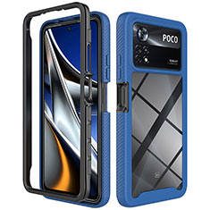 Coque Rebord Contour Silicone et Vitre Transparente Housse Etui 360 Degres ZJ4 pour Xiaomi Poco X4 Pro 5G Bleu