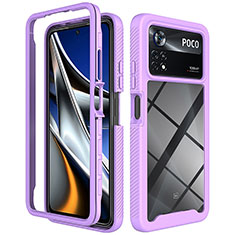 Coque Rebord Contour Silicone et Vitre Transparente Housse Etui 360 Degres ZJ4 pour Xiaomi Poco X4 Pro 5G Violet Clair