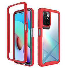 Coque Rebord Contour Silicone et Vitre Transparente Housse Etui 360 Degres ZJ4 pour Xiaomi Redmi 10 (2022) Rouge