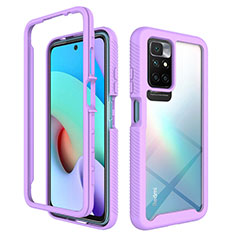 Coque Rebord Contour Silicone et Vitre Transparente Housse Etui 360 Degres ZJ4 pour Xiaomi Redmi 10 (2022) Violet Clair