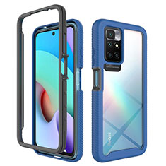 Coque Rebord Contour Silicone et Vitre Transparente Housse Etui 360 Degres ZJ4 pour Xiaomi Redmi 10 4G Bleu