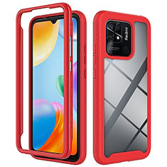 Coque Rebord Contour Silicone et Vitre Transparente Housse Etui 360 Degres ZJ4 pour Xiaomi Redmi 10C 4G Rouge