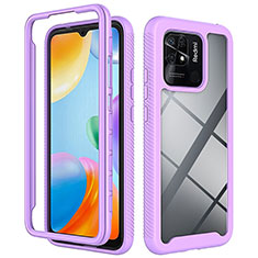 Coque Rebord Contour Silicone et Vitre Transparente Housse Etui 360 Degres ZJ4 pour Xiaomi Redmi 10C 4G Violet Clair