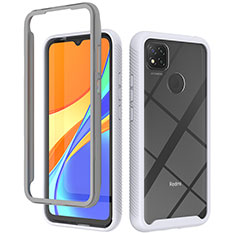 Coque Rebord Contour Silicone et Vitre Transparente Housse Etui 360 Degres ZJ4 pour Xiaomi Redmi 9 Activ Blanc