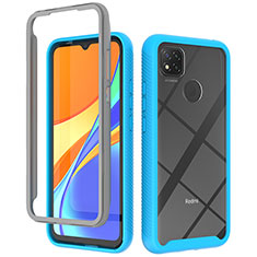 Coque Rebord Contour Silicone et Vitre Transparente Housse Etui 360 Degres ZJ4 pour Xiaomi Redmi 9 Activ Bleu Ciel